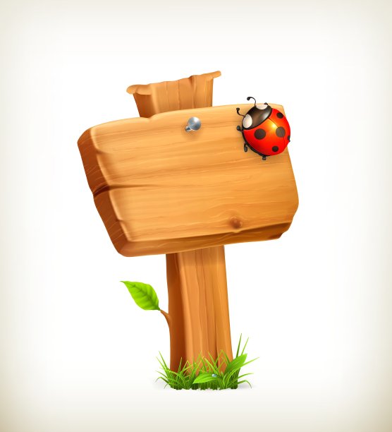 木牌上的瓢虫图片下载