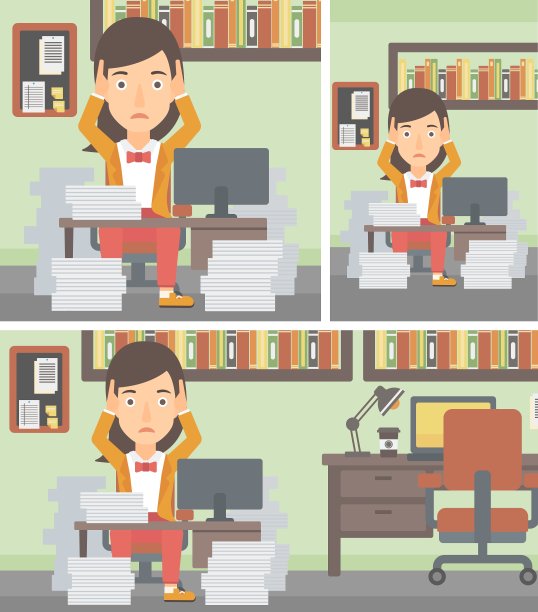 绝望的女商人坐在办公室里图片下载