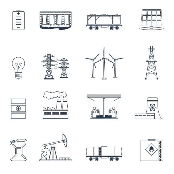 能源图标轮廓集图片下载