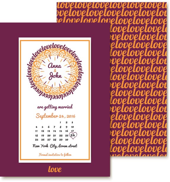 复古印刷的婚礼请帖图片下载