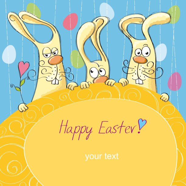 带兔子的复活节卡片图片下载