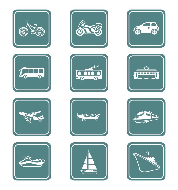 交通图标|蓝绿色系列图片下载