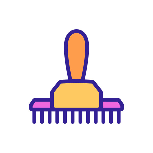 大柄耙梳图标矢量轮廓插图图片下载