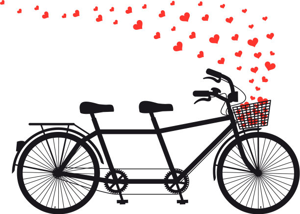 红心双人自行车图片下载