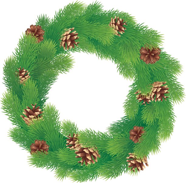 用松果做成的圣诞花环图片下载