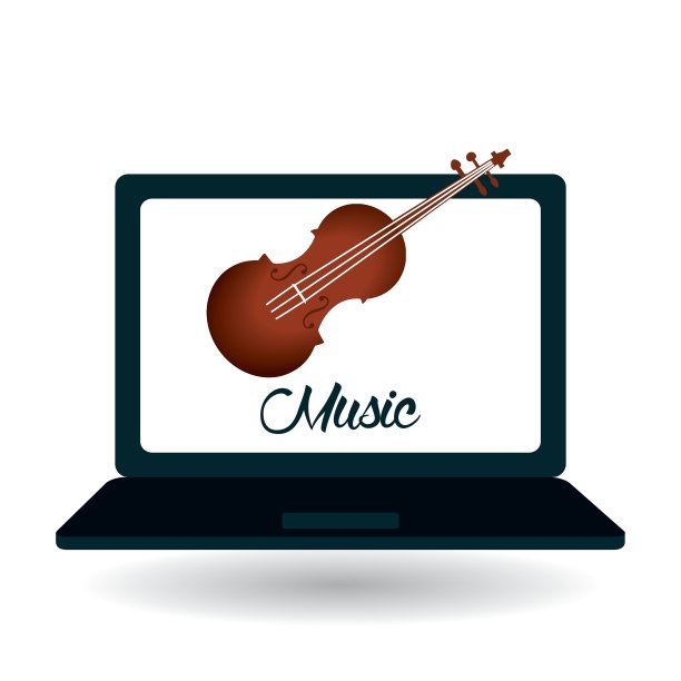 音乐设计笔记本电脑图标白色背景图片下载