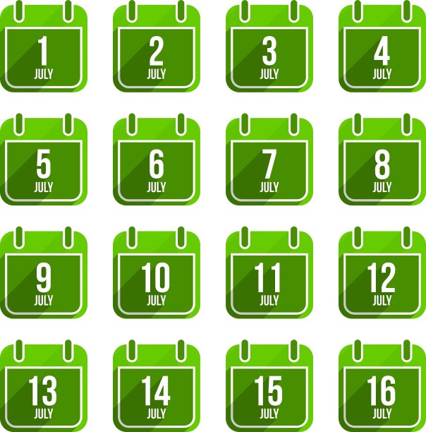 7月平日历图标年设置19日图片下载
