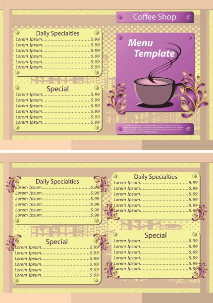咖啡店菜单模板图片下载