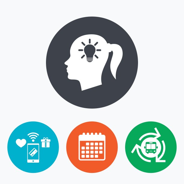 头与灯泡标志图标女女人头图片下载