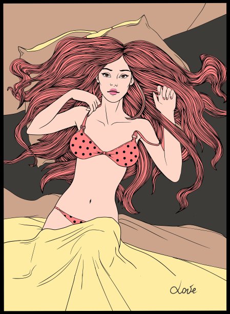 诱人的女孩躺在内衣卡片艺术图片下载