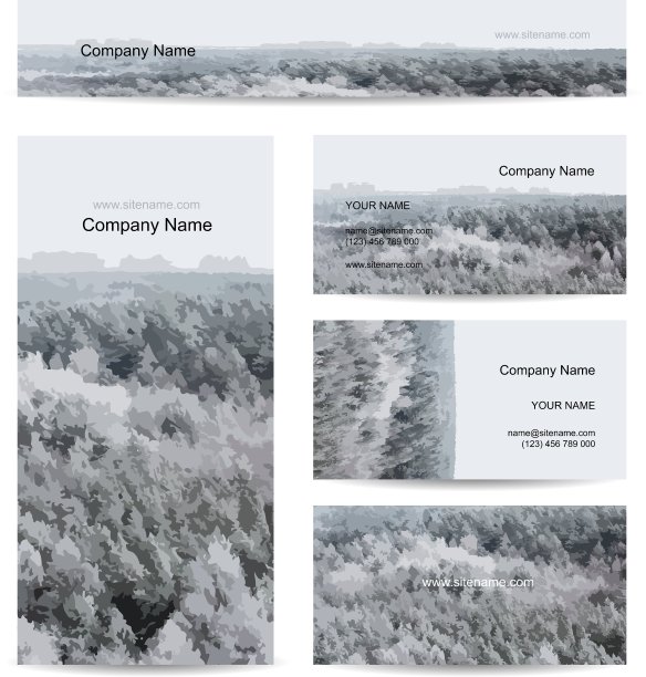 设计雾蒙蒙的冬季森林名片图片下载