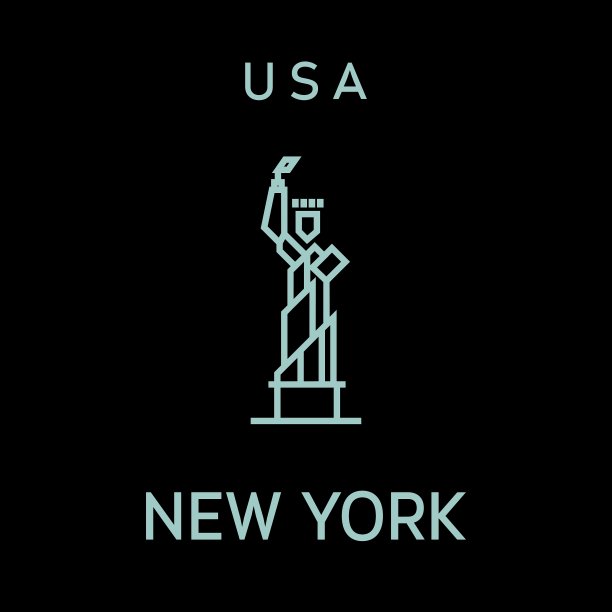 自由女神像的轮廓标志变成扁平图片下载