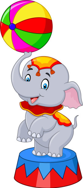 马戏团的大象有一个条纹球架图片下载