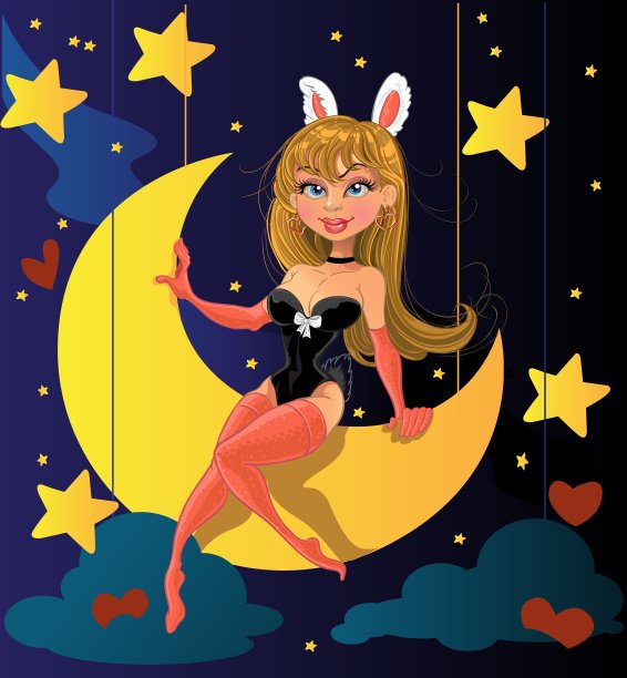 兔女郎在月球上图片下载