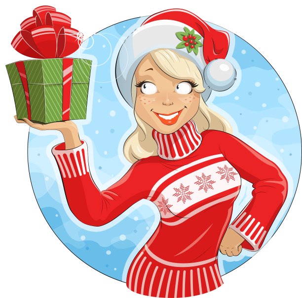 穿着圣诞老人服装的女孩图片下载
