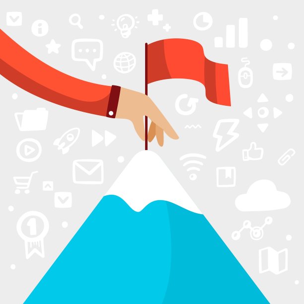 男人的手举着一面红旗，并把它放在顶部图片下载