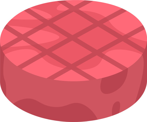 圆形牛排图标等距风格图片下载