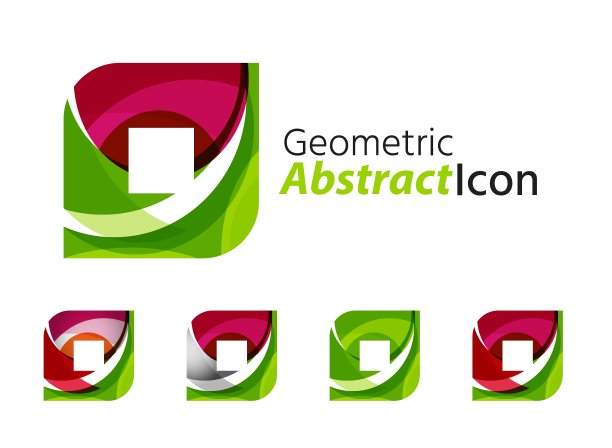 一套抽象的几何公司标志广场图片下载