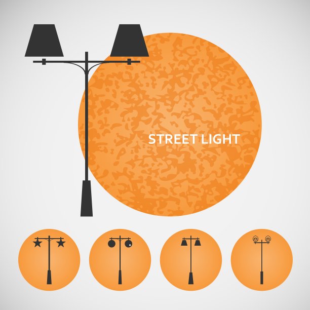 在彩色背景上设置复古街灯图片下载