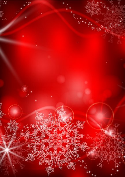 红色背景与雪花图片下载