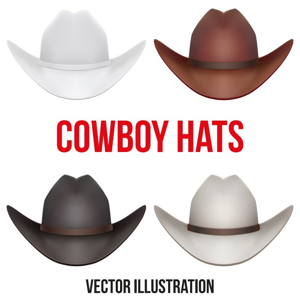 一套牛仔帽孤立在白色背景图片下载