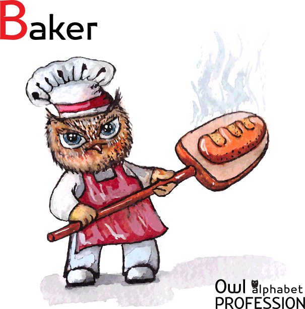 字母专业猫头鹰贝克字符在一个图片下载