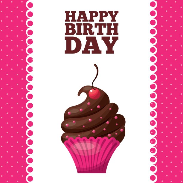 纸杯蛋糕图标生日快乐设计图片下载