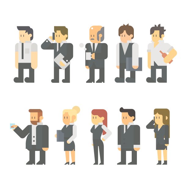扁平化设计的商务人士设置图片下载