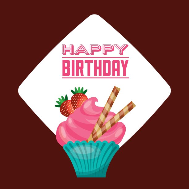 纸杯蛋糕图标生日快乐设计图片下载