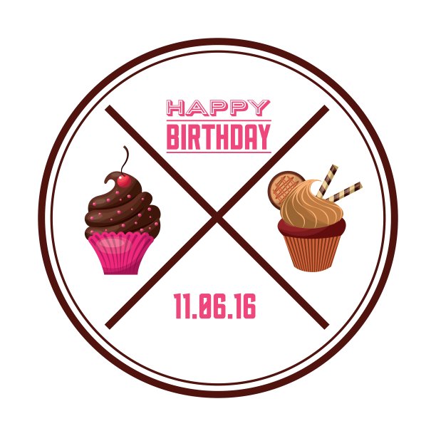纸杯蛋糕图标生日快乐设计图片下载