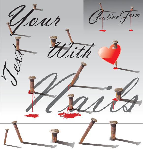 可编辑的文本与钉子图片下载