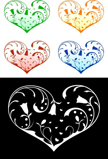 带花装饰的心图片下载