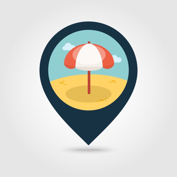 海滩阳伞针地图图标暑假图片下载