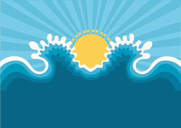 象征海浪，蓝色自然海景设计图片下载