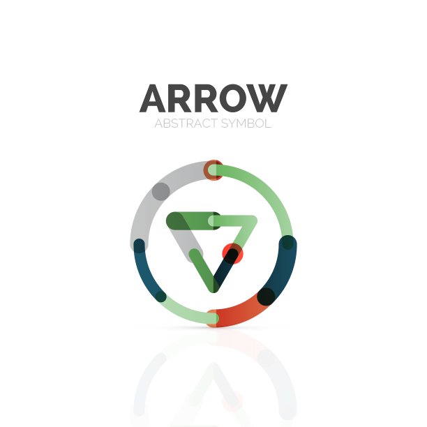 线性箭头抽象标志连接多色图片下载