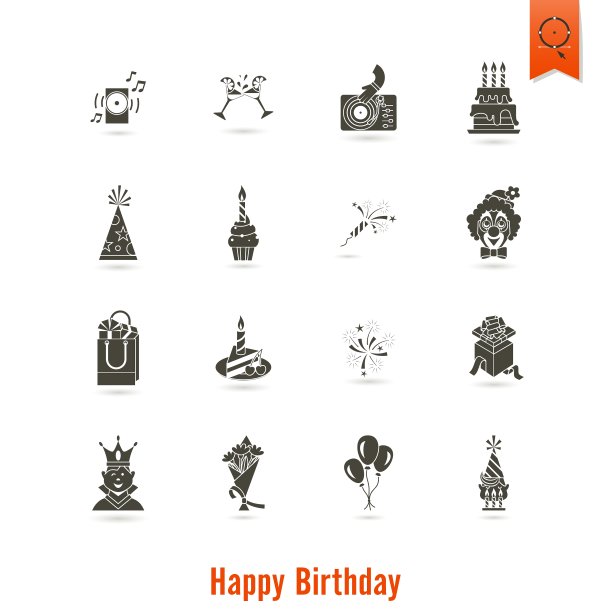 生日快乐图标套装图片下载