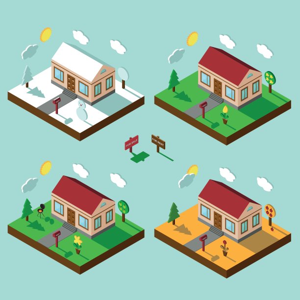 等距房屋set3D VillageLandscape图片下载