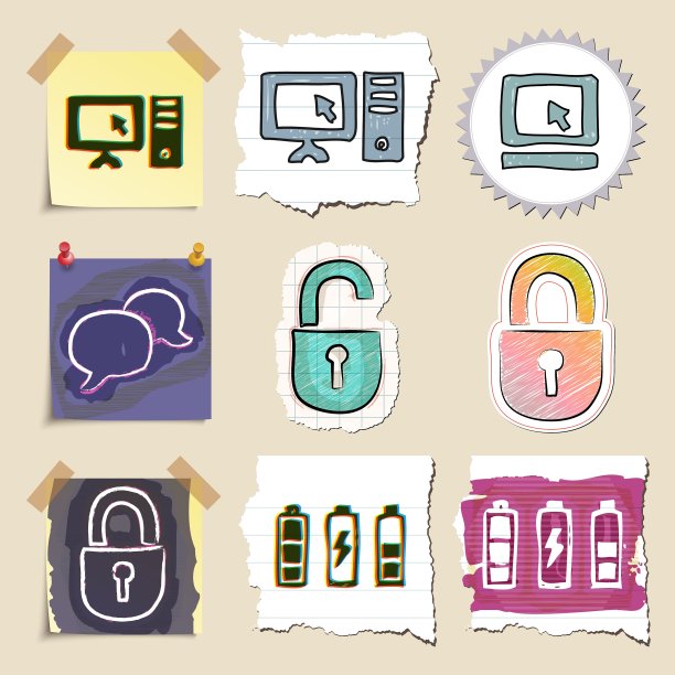 手工绘制的网徽集孤立图片下载