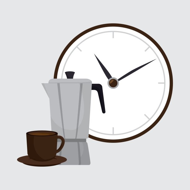 咖啡和手表孤立图标设计图片下载