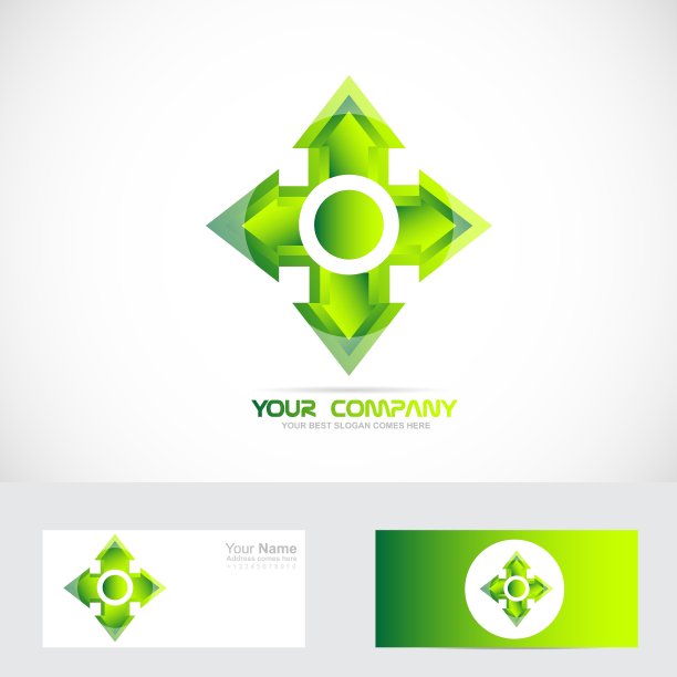 绿色十字箭头标志图片下载