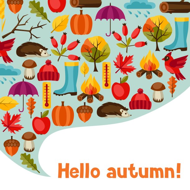 背景设计与秋天的图标和对象图片下载