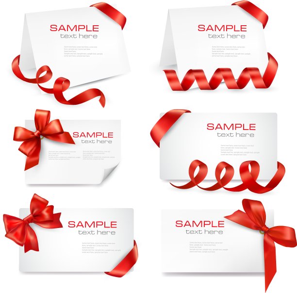 一套大的红色礼品蝴蝶结和丝带图片下载
