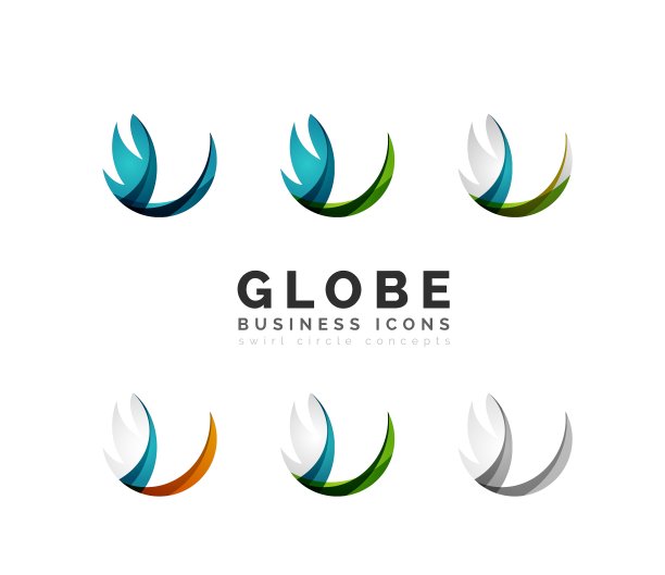 一套球形或圆形标志的商业图标图片下载