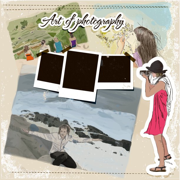 与时尚摄影师女孩废模板图片下载