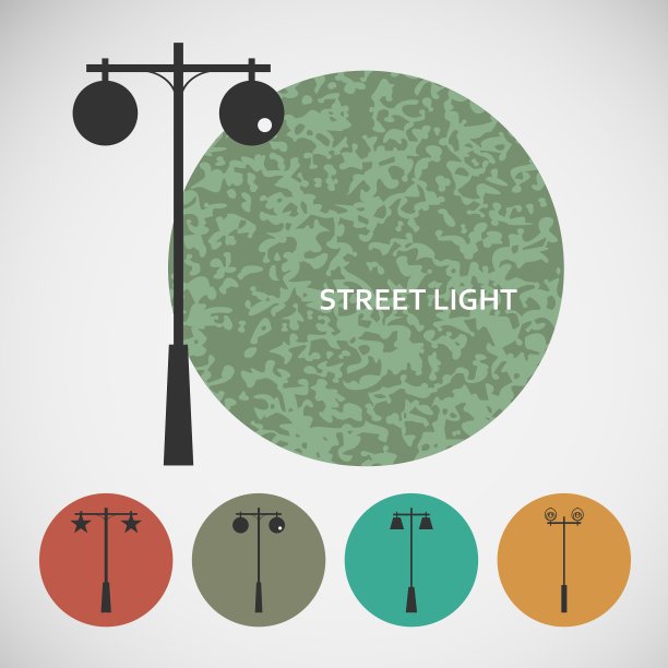 在彩色背景上设置复古街灯图片下载