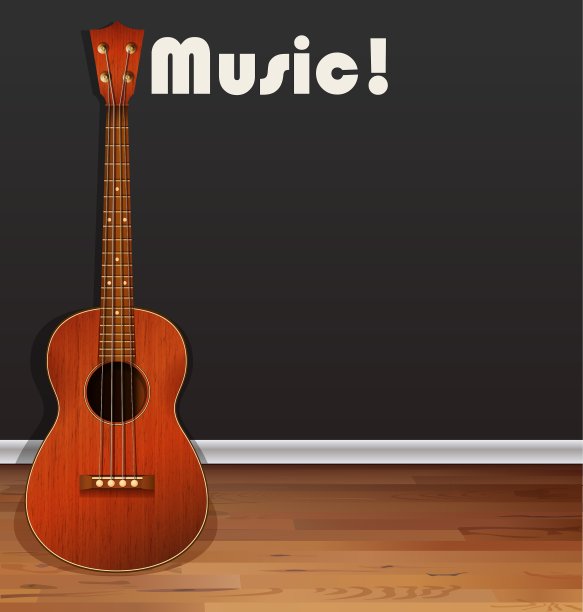 地板上放着古典吉他图片下载