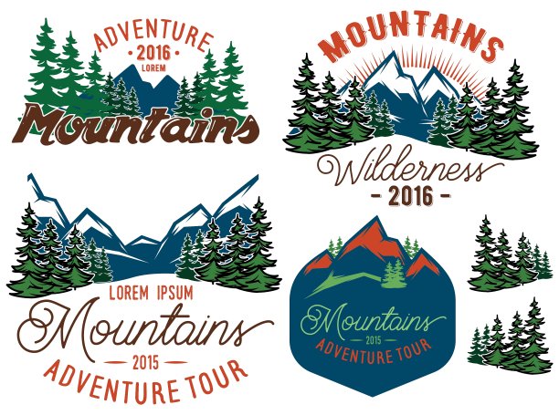 设置模板与山脉云杉复古风格图片下载