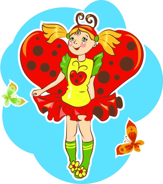 穿着瓢虫服装的女孩图片下载