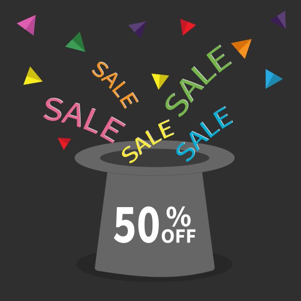 魔术帽50大减价背景大减价图片下载