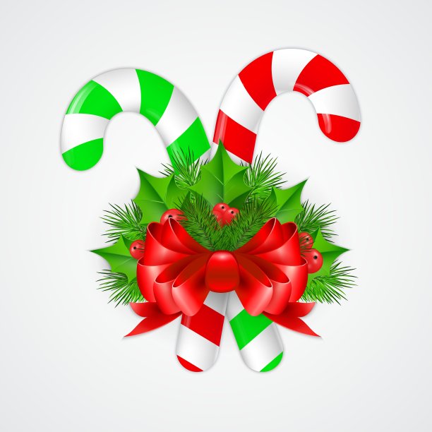 传统的圣诞糖果手杖装饰图片下载